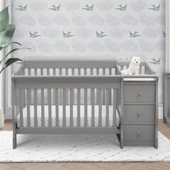 Grey crib with changing best sale table attached